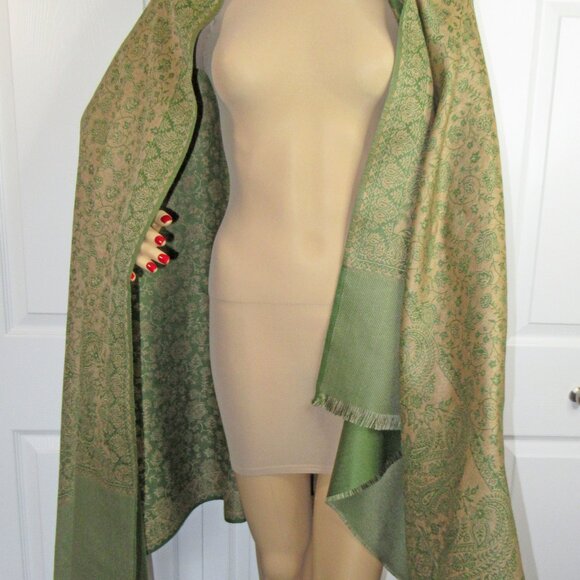 Traditional Jamawar Shawl OSWAL Collection Large 80 x 40 inch oblong plus fringe - Picture 15 of 16